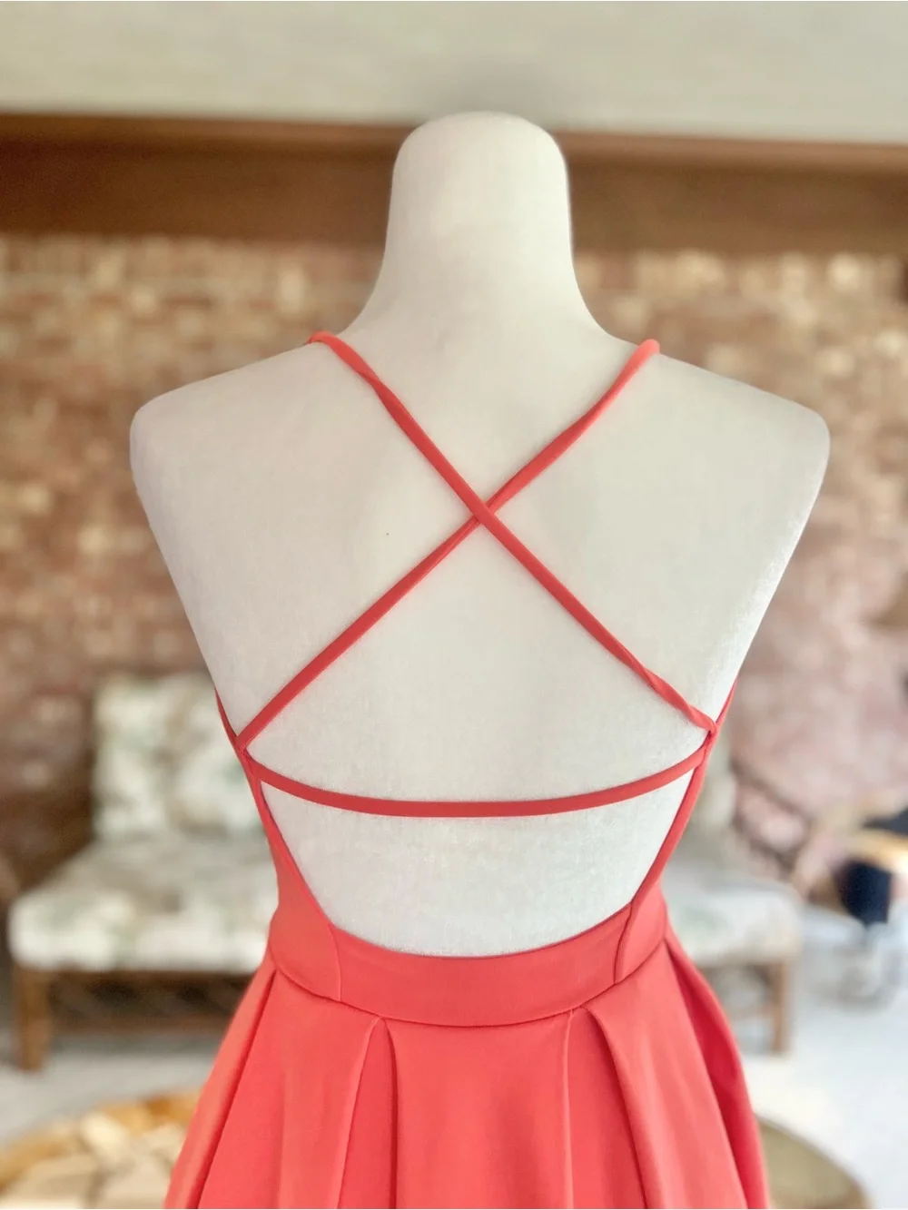 Susana Monaco Coral Strappy Back Pleated Mini Knit Fit & Flare Dress XS Sundress